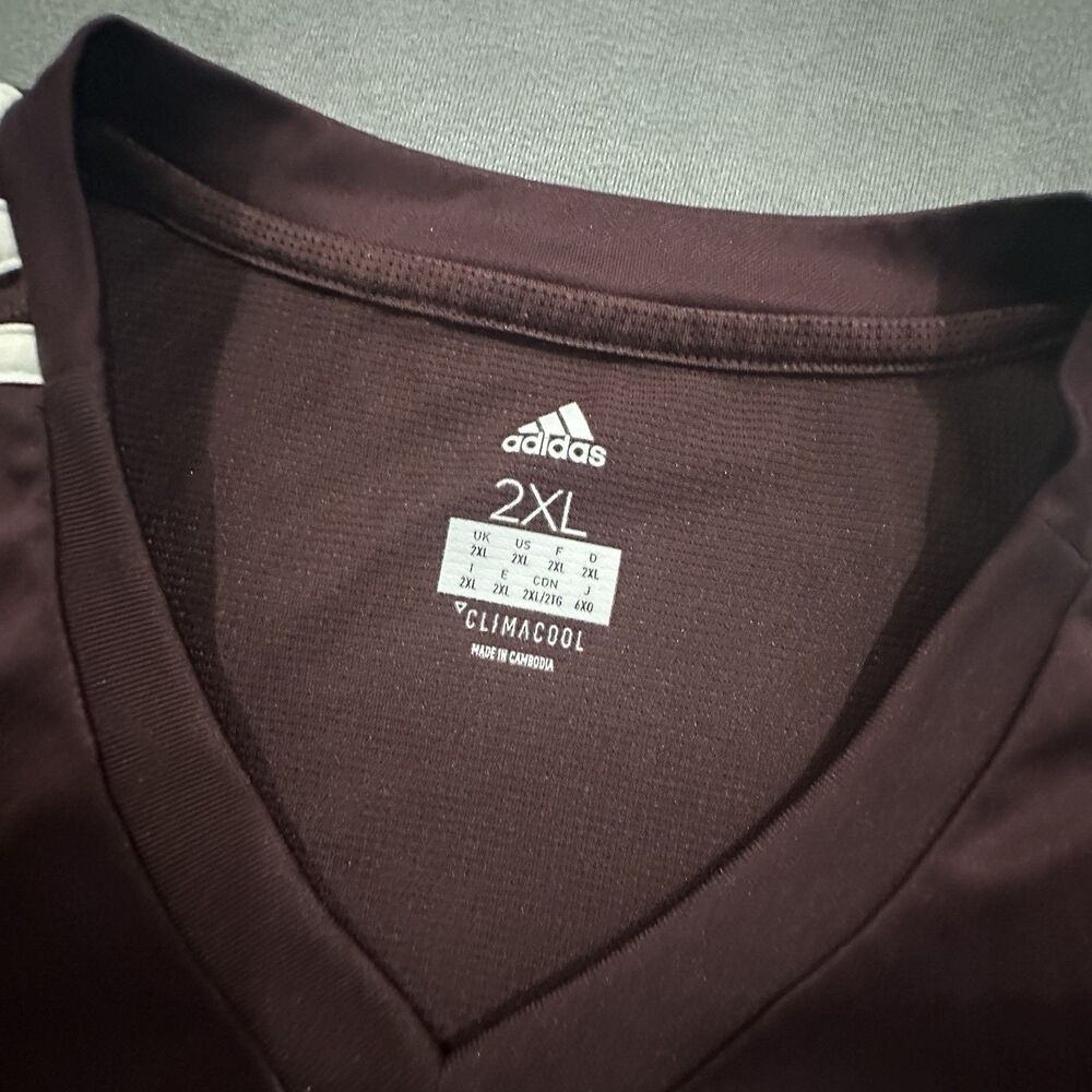 Adidas Mexico Soccer Jersey Shirt Mens 2XL Climalite 2017 Training Brown V Neck - Picture 5 of 9